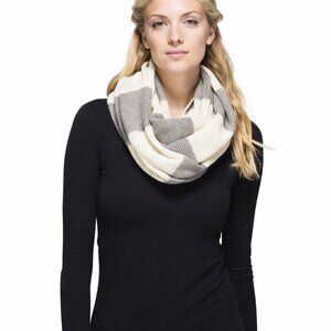 LULULEMON Heart Opener Infinity Scarf Merino Wool Knit Grey Cream Women's OS